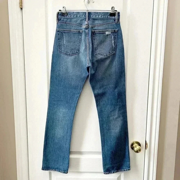 GAP Cone Denim  High Waisted Straight Leg Jeans Distressed Blue Size 25 - Picture 6 of 15